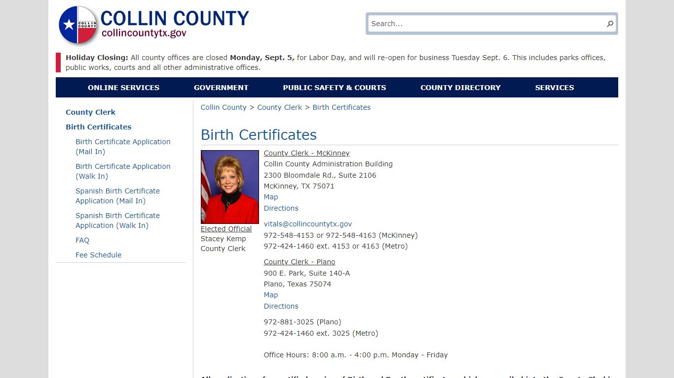 Birth Certificates - collincountytx.gov